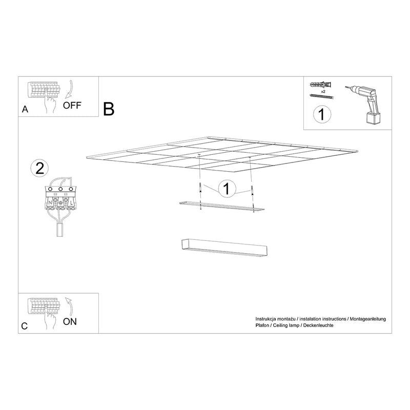 Plafonnier Barre Moderne 90 gris