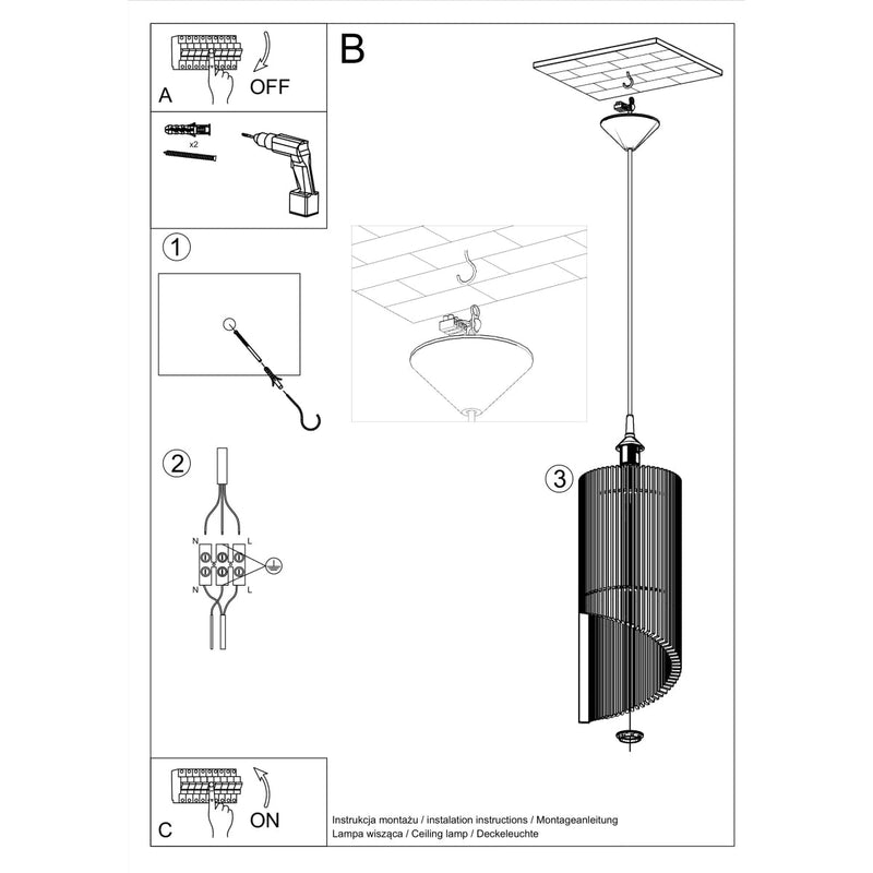 Lampe pendante Colimaçon en bois