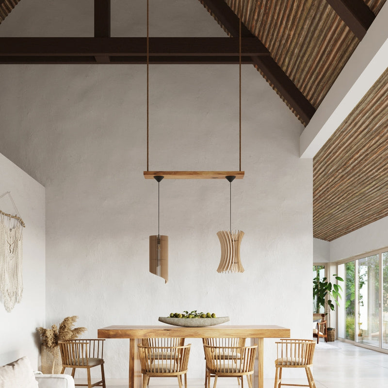 Lampe pendante Colimaçon en bois
