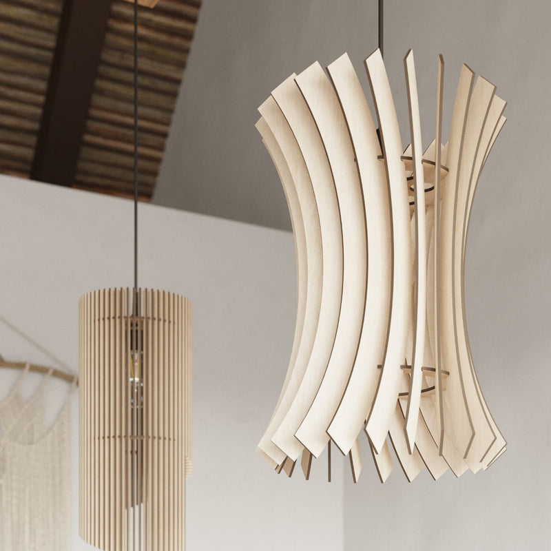 Lampe pendante Colimaçon en bois