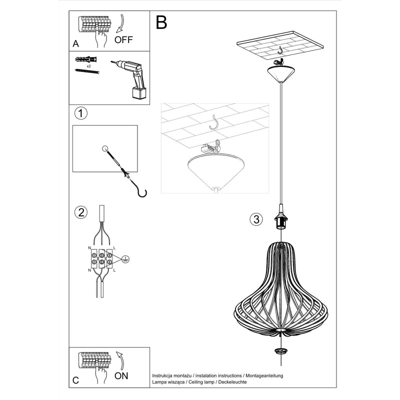 Lampe pendante Onda bois