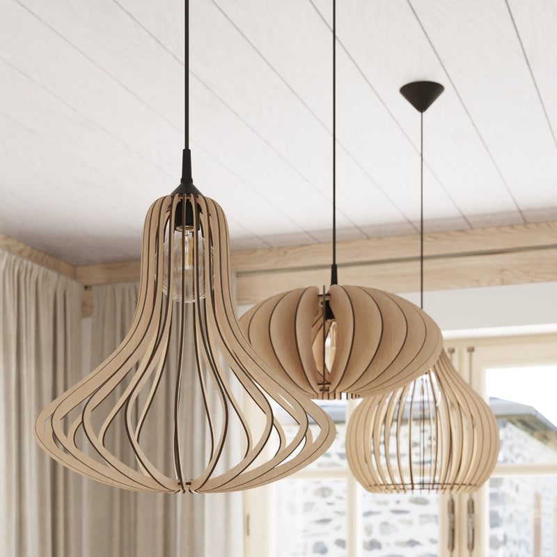 Lampe pendante Onda bois