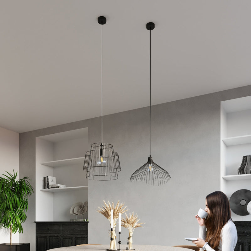 Lampe pendante Cage Moderne noir