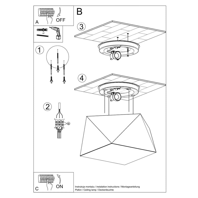 Plafonnier Géométrique Hexa 25 noir