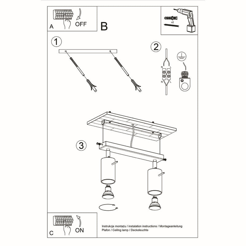 Plafonnier Directionnelle 2 LED chrome