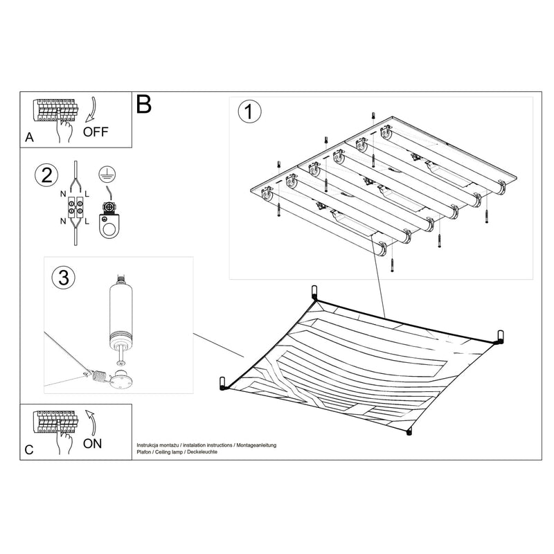 Plafonnier Tissu Carré 3 blanc