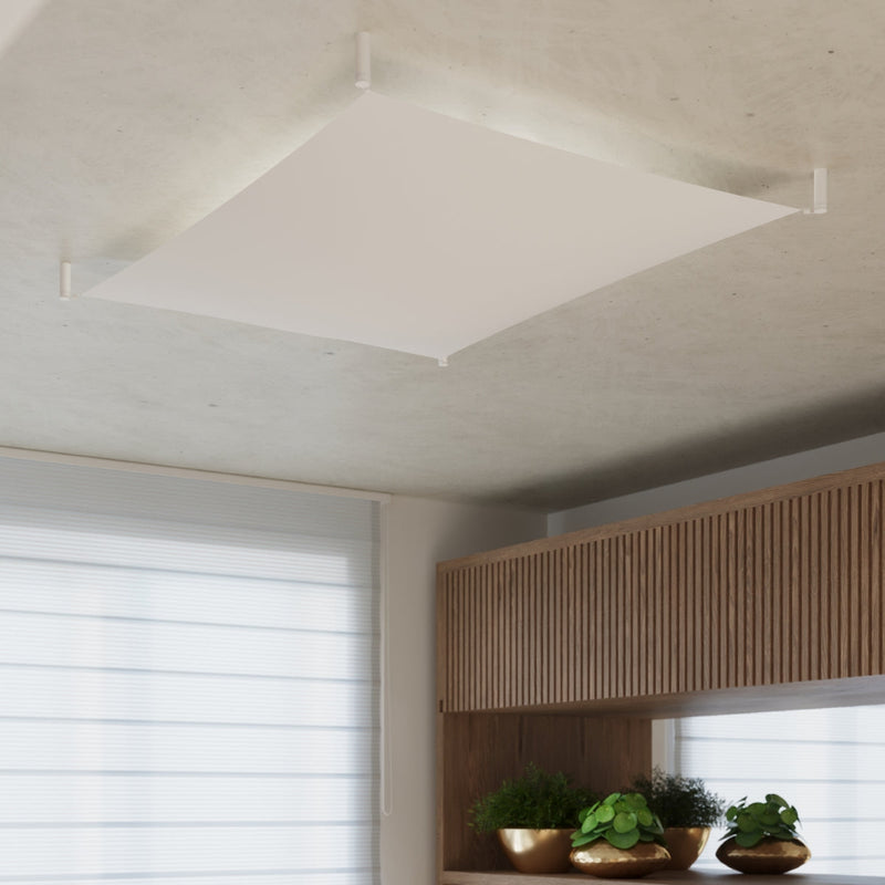 Plafonnier Tissu Carré 3 blanc