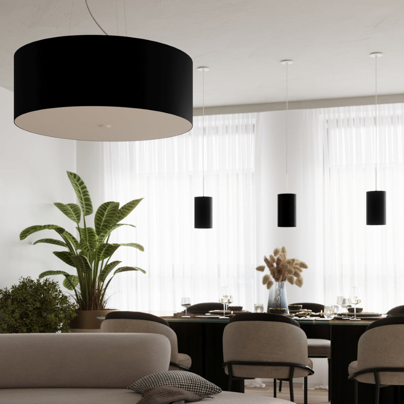 Lustre Tissu Rond 15 noir