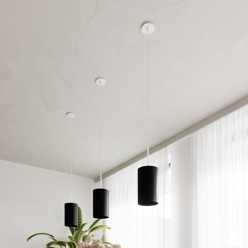 Lustre Tissu Rond 15 noir