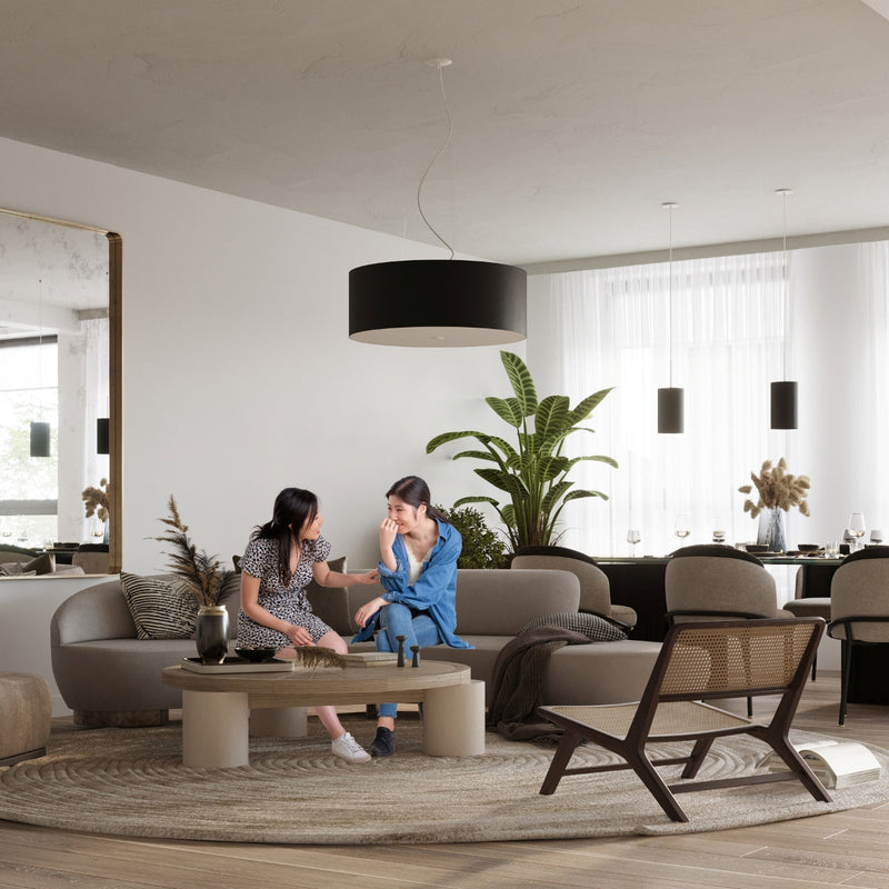 Lustre Tissu Rond 50 noir
