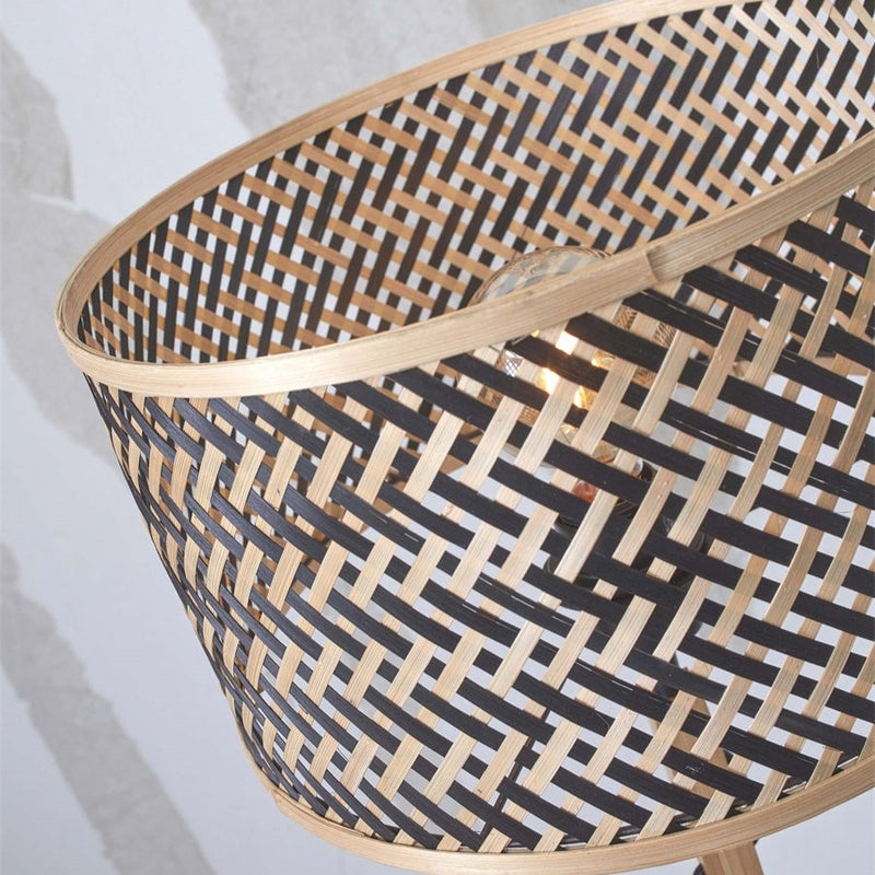 Lampadaire Java Straight Bambou Naturel et Noir 128 cm