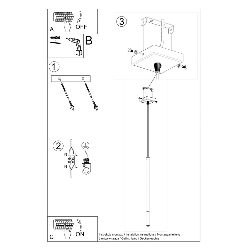 Suspension Moderne Mozaica 1 noir/chrome