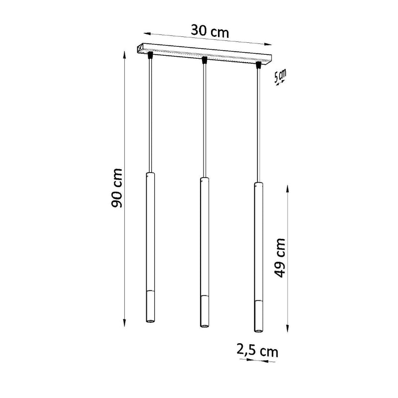Suspension Moderne Mozaica 3L noir/cuivre