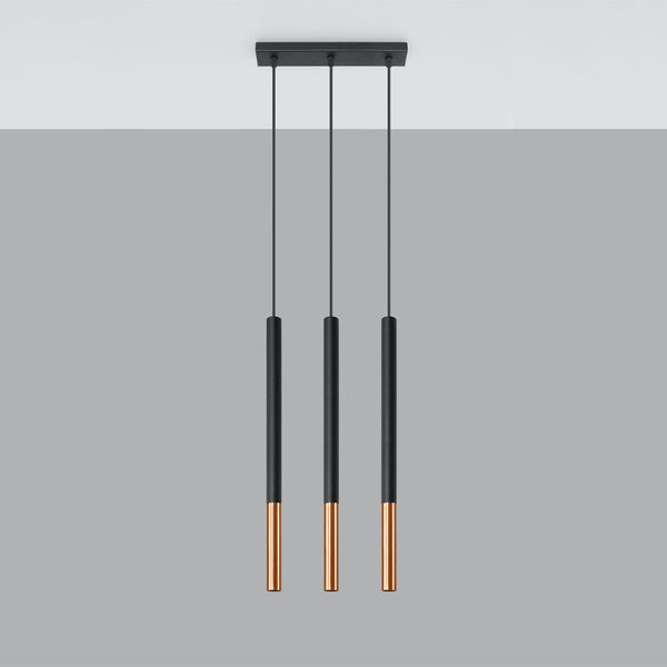 Suspension Moderne Mozaica 3L noir/cuivre