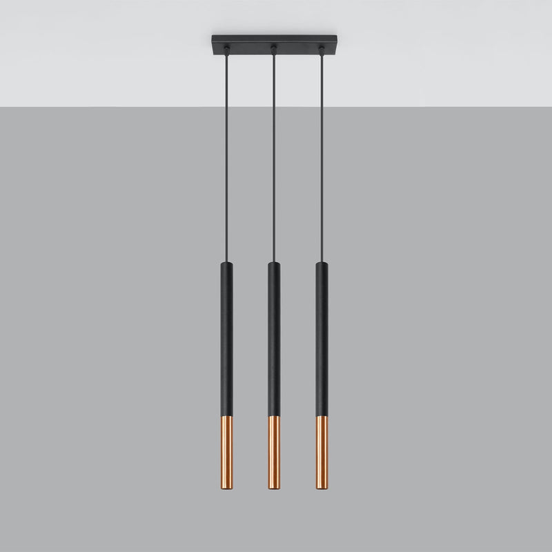 Suspension Moderne Mozaica 3L noir/cuivre