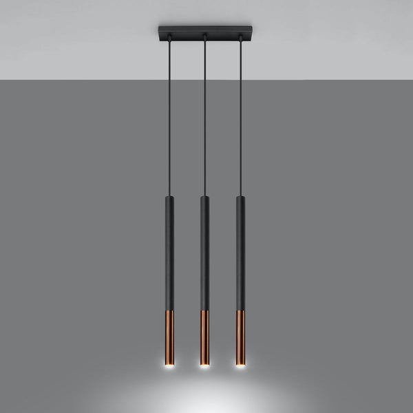 Suspension Moderne Mozaica 3L noir/cuivre
