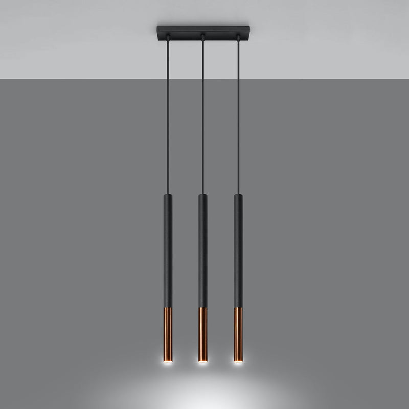 Suspension Moderne Mozaica 3L noir/cuivre