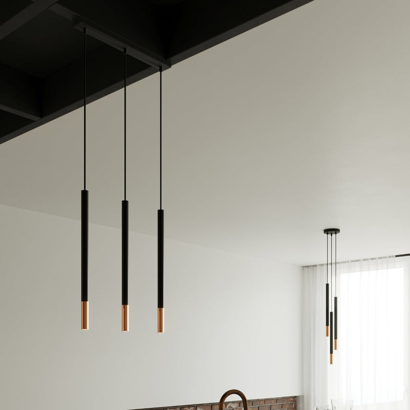 Suspension Moderne Mozaica 3P noir/cuivre
