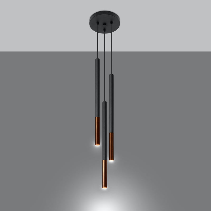 Suspension Moderne Mozaica 3P noir/cuivre