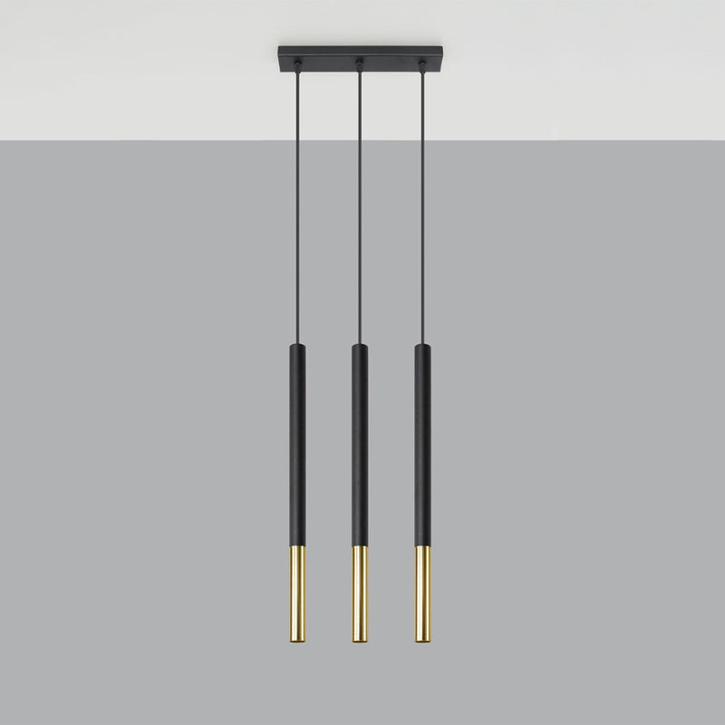 Suspension Moderne Mozaica 3L noir/doré