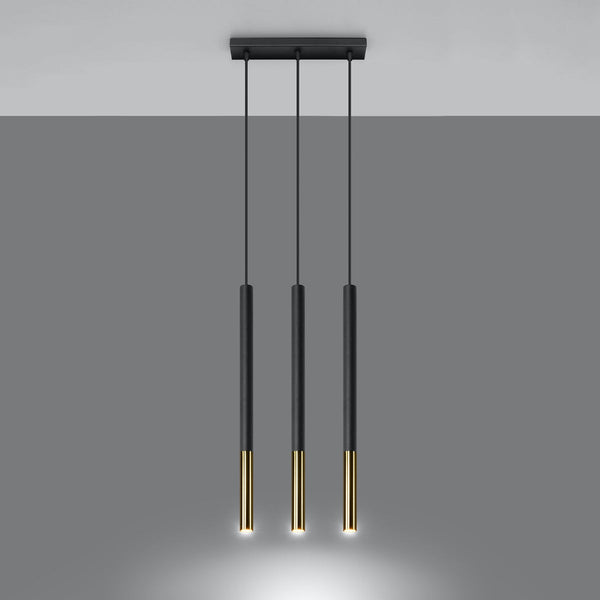 Suspension Moderne Mozaica 3L noir/doré