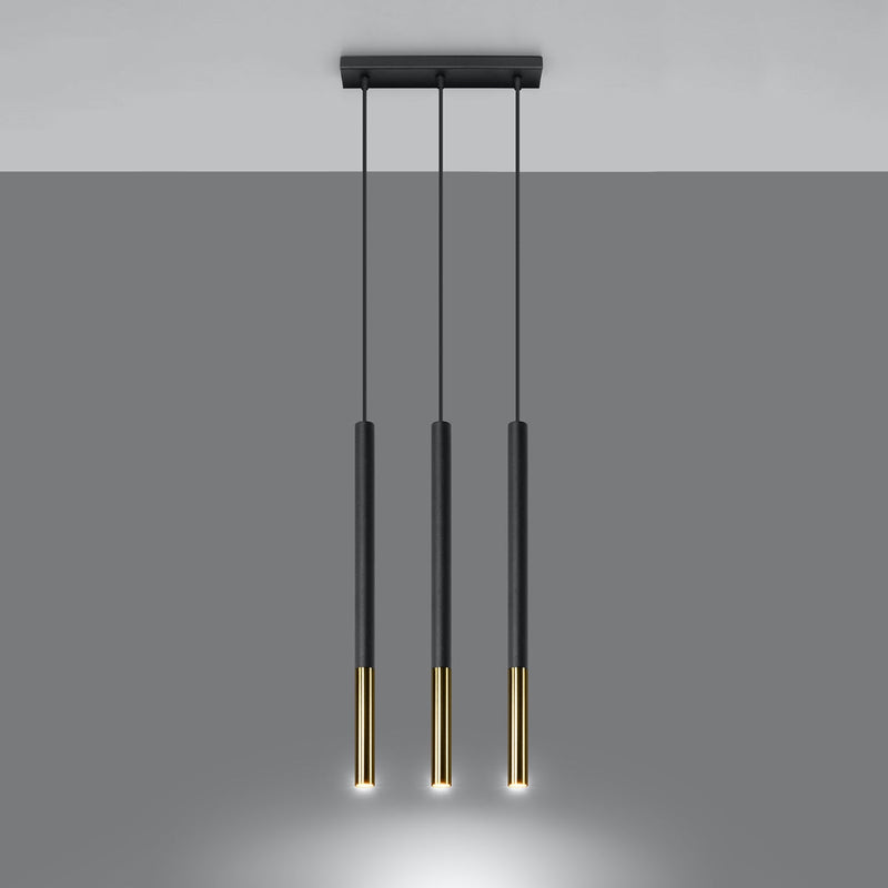 Suspension Moderne Mozaica 3L noir/doré