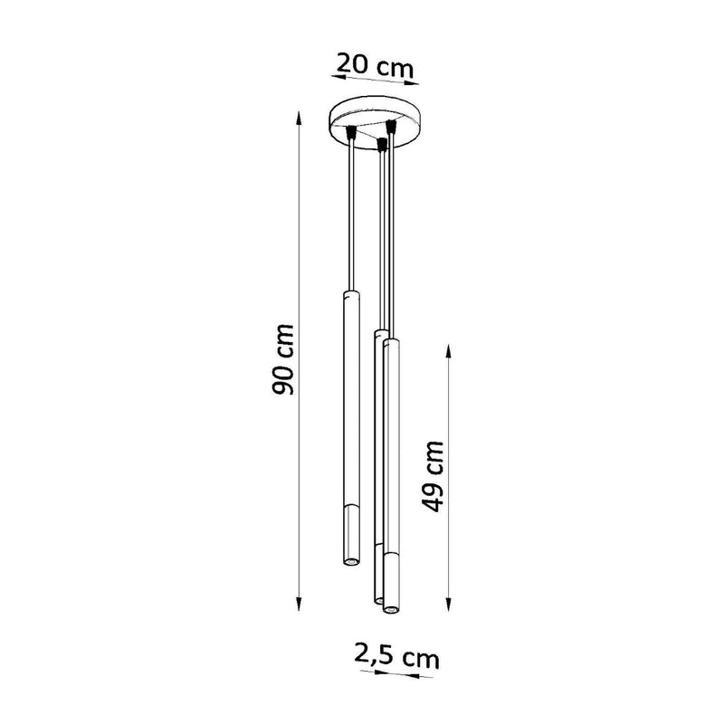 Suspension Moderne Mozaica 3P noir/doré