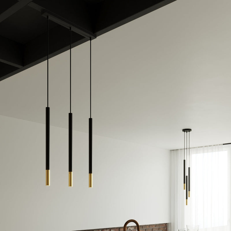 Suspension Moderne Mozaica 3P noir/doré