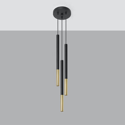 Suspension Moderne Mozaica 3P noir/doré