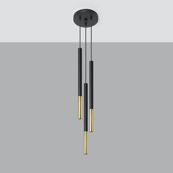 Suspension Moderne Mozaica 3P noir/doré