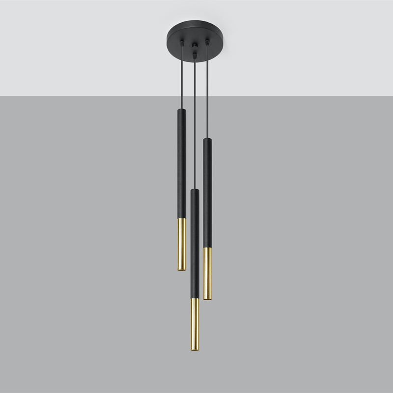 Suspension Moderne Mozaica 3P noir/doré