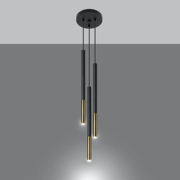 Suspension Moderne Mozaica 3P noir/doré