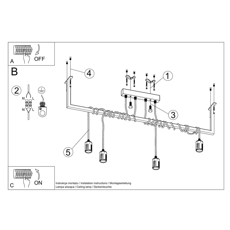 Lustre Entrelacs 4 noir