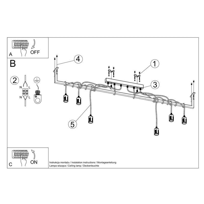 Lustre Entrelacs 6 noir