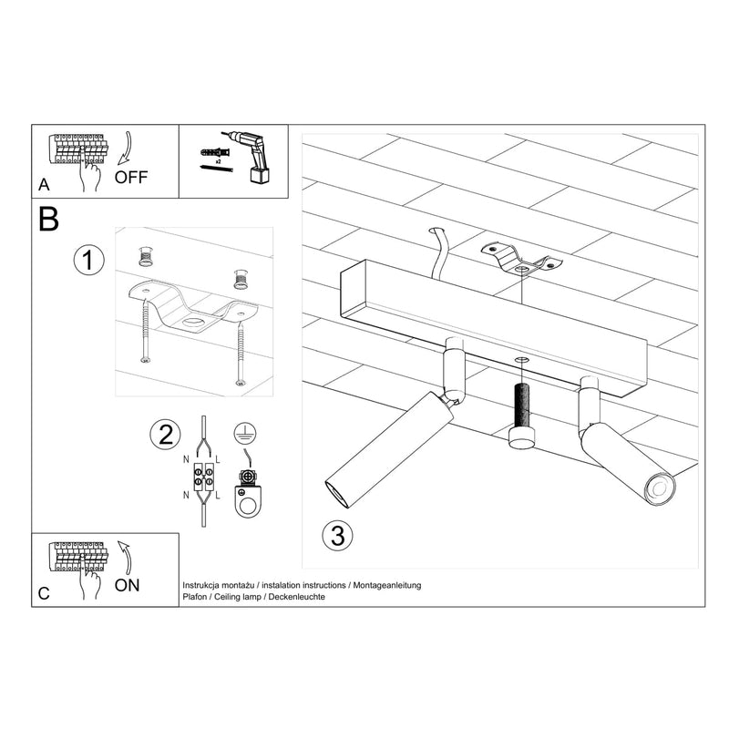 Plafonnier Acier Réglable Minimaliste 2 blanc