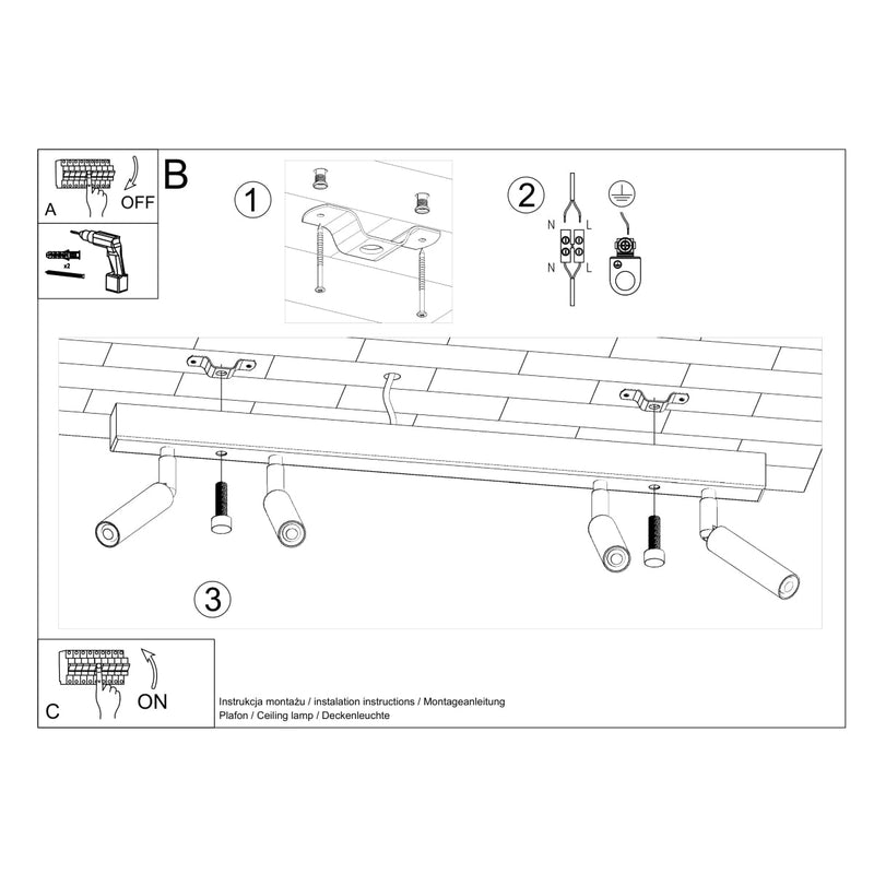 Plafonnier Acier Réglable Minimaliste 4 blanc