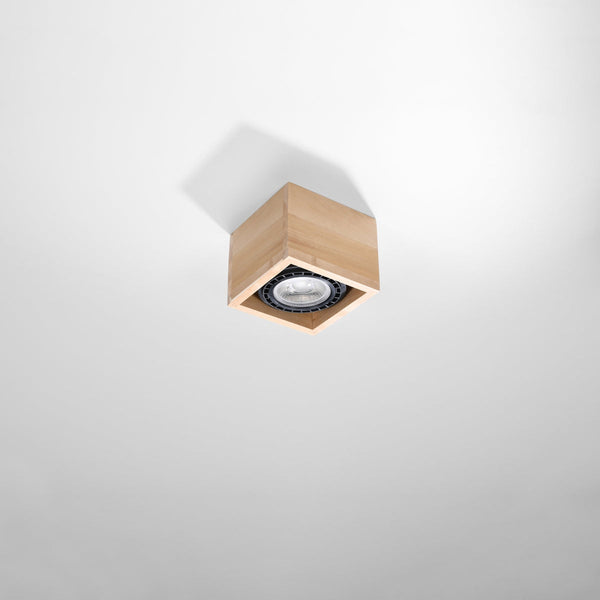 Plafonnier Moderne Carré 1 bois naturel