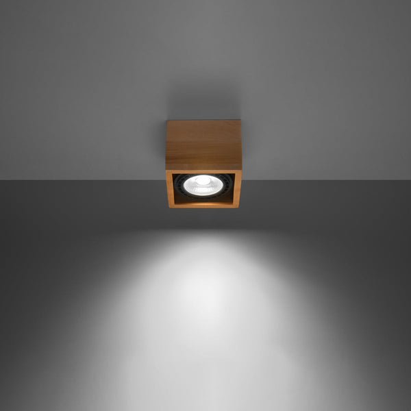 Plafonnier Moderne Carré 1 bois naturel