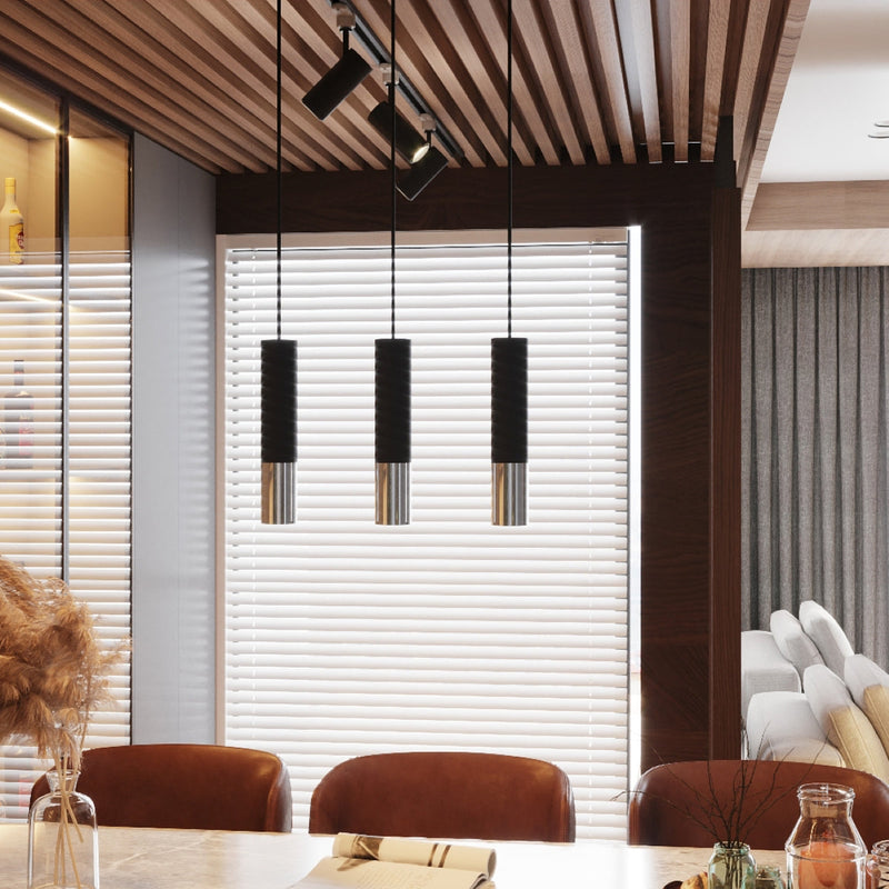 Lampe suspendue Duo Metallic 2 noir/chrome
