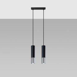 Lampe suspendue Duo Metallic 2 noir/chrome