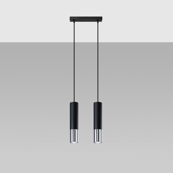 Lampe suspendue Duo Metallic 2 noir/chrome