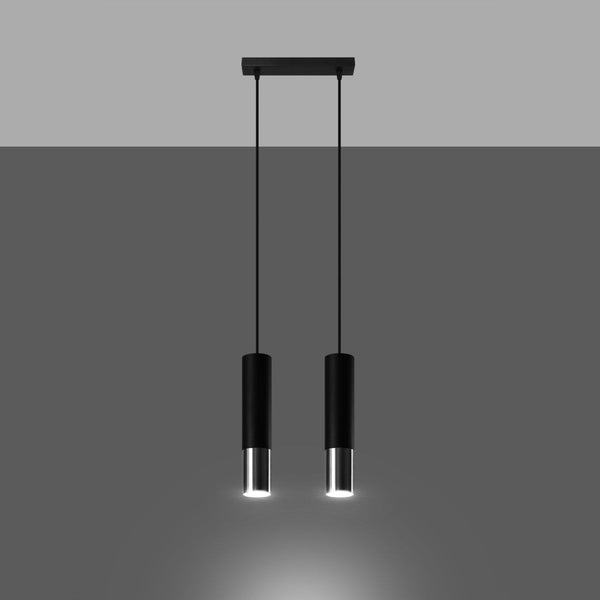 Lampe suspendue Duo Metallic 2 noir/chrome