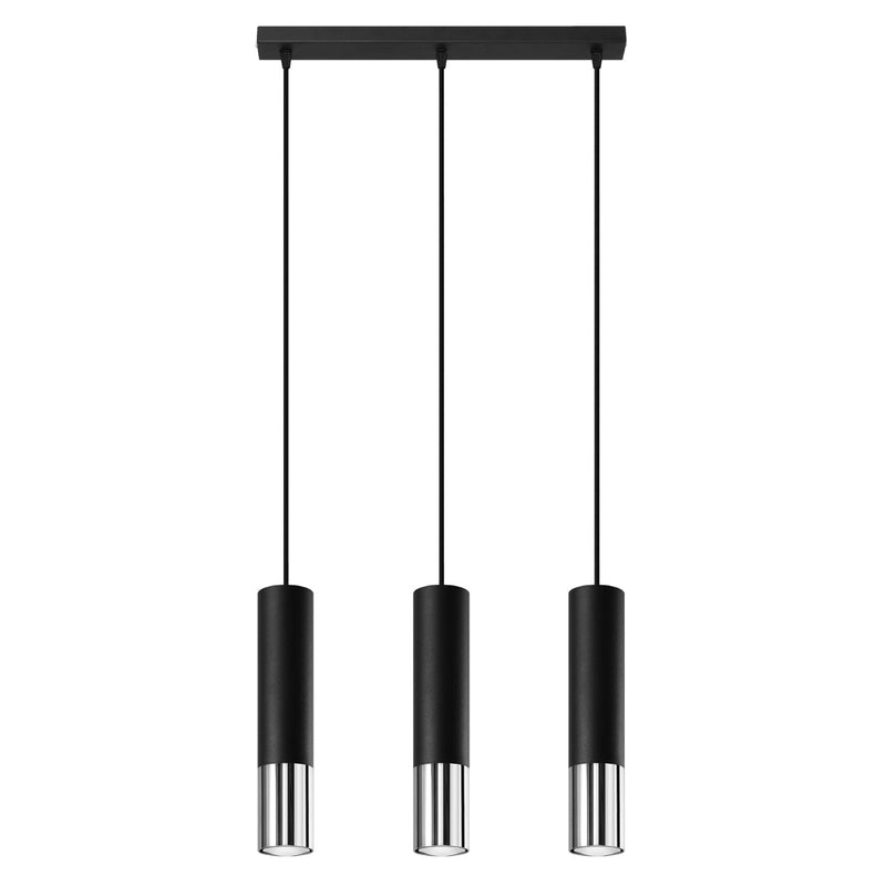 Lampe suspendue Duo Metallic 3L noir/chrome