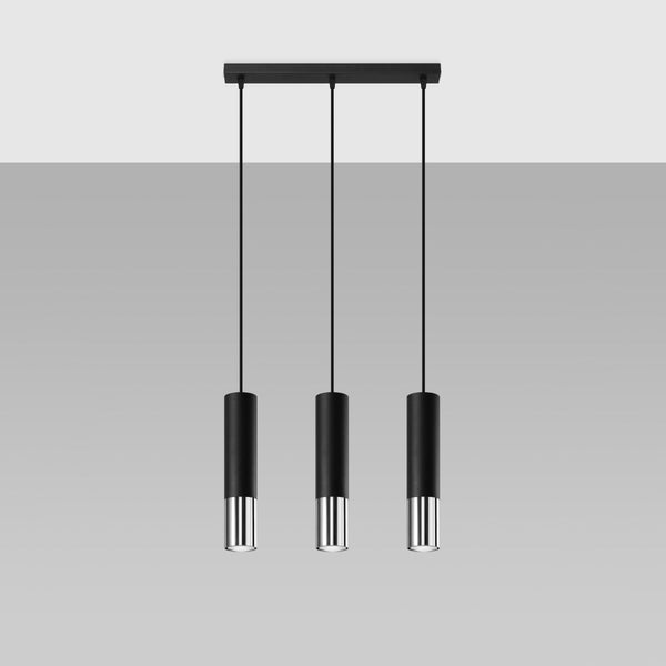 Lampe suspendue Duo Metallic 3L noir/chrome
