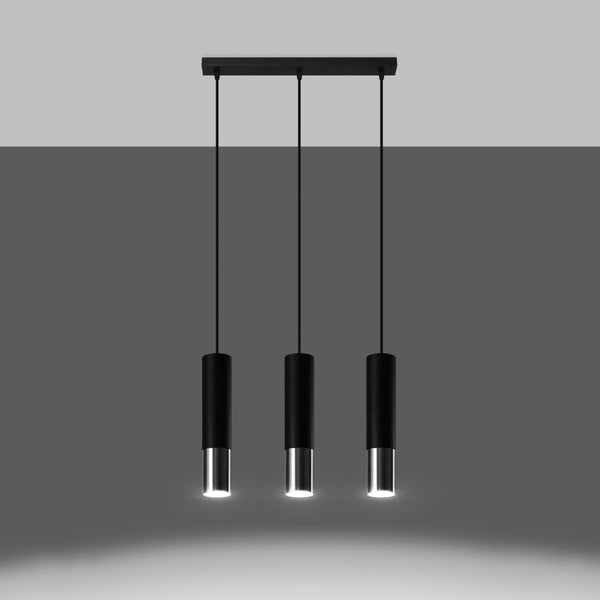 Lampe suspendue Duo Metallic 3L noir/chrome
