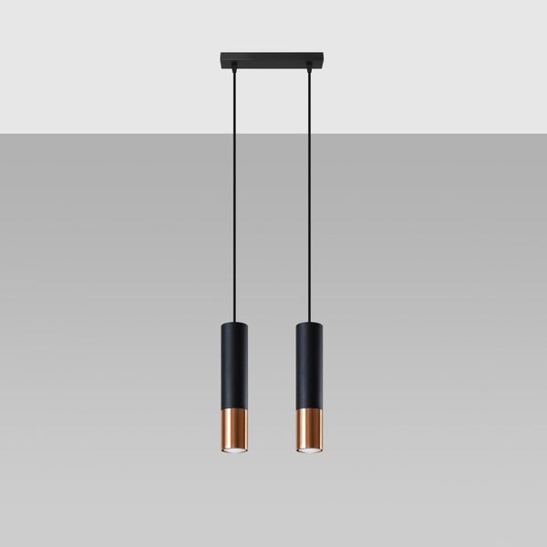 Lampe suspendue Duo Metallic 2 noir/cuivre