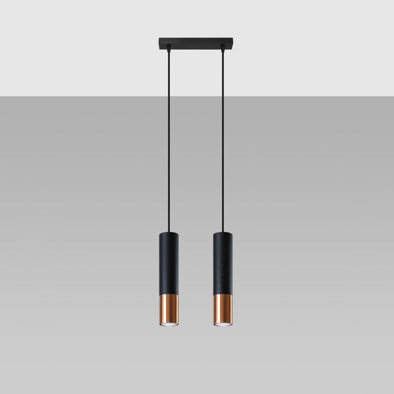 Lampe suspendue Duo Metallic 2 noir/cuivre
