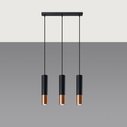 Lampe suspendue Duo Metallic 3L noir/cuivre