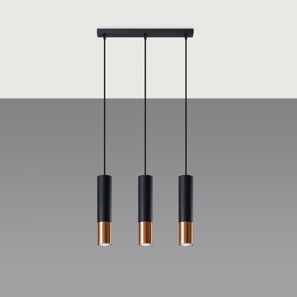 Lampe suspendue Duo Metallic 3L noir/cuivre