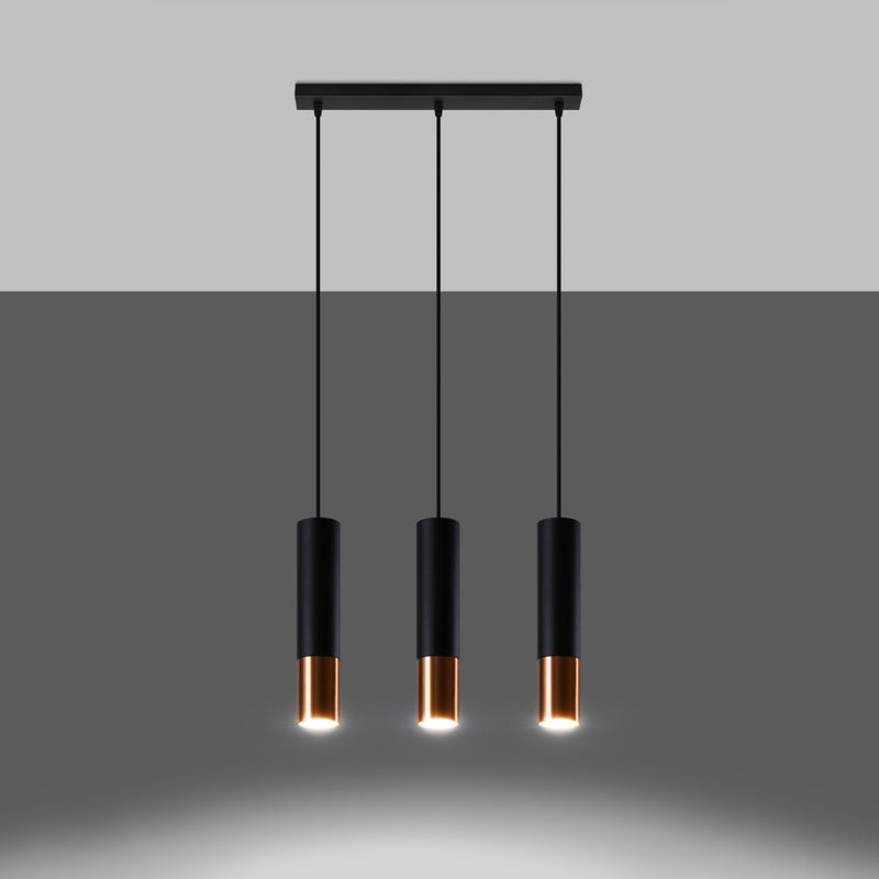 Lampe suspendue Duo Metallic 3L noir/cuivre